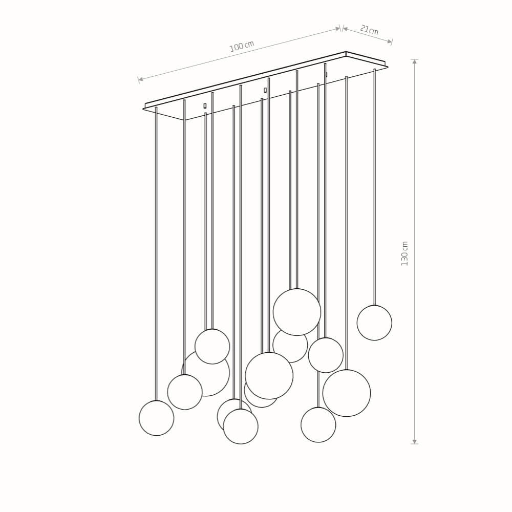 14-lichts hanglamp Snowball zwart met wit glas Lyora 5903139114080