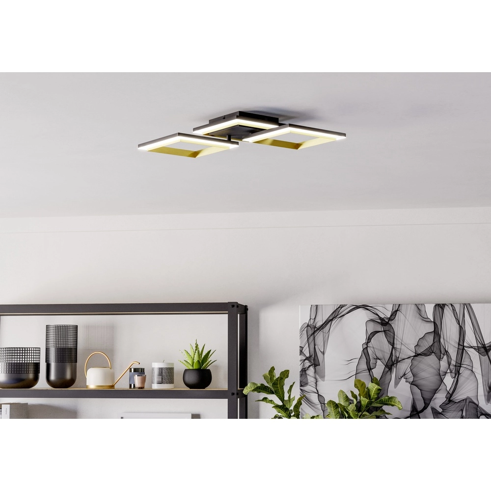 Plafond led lamp Calliera vierkant - zwart met goud Eglo 9008606316144