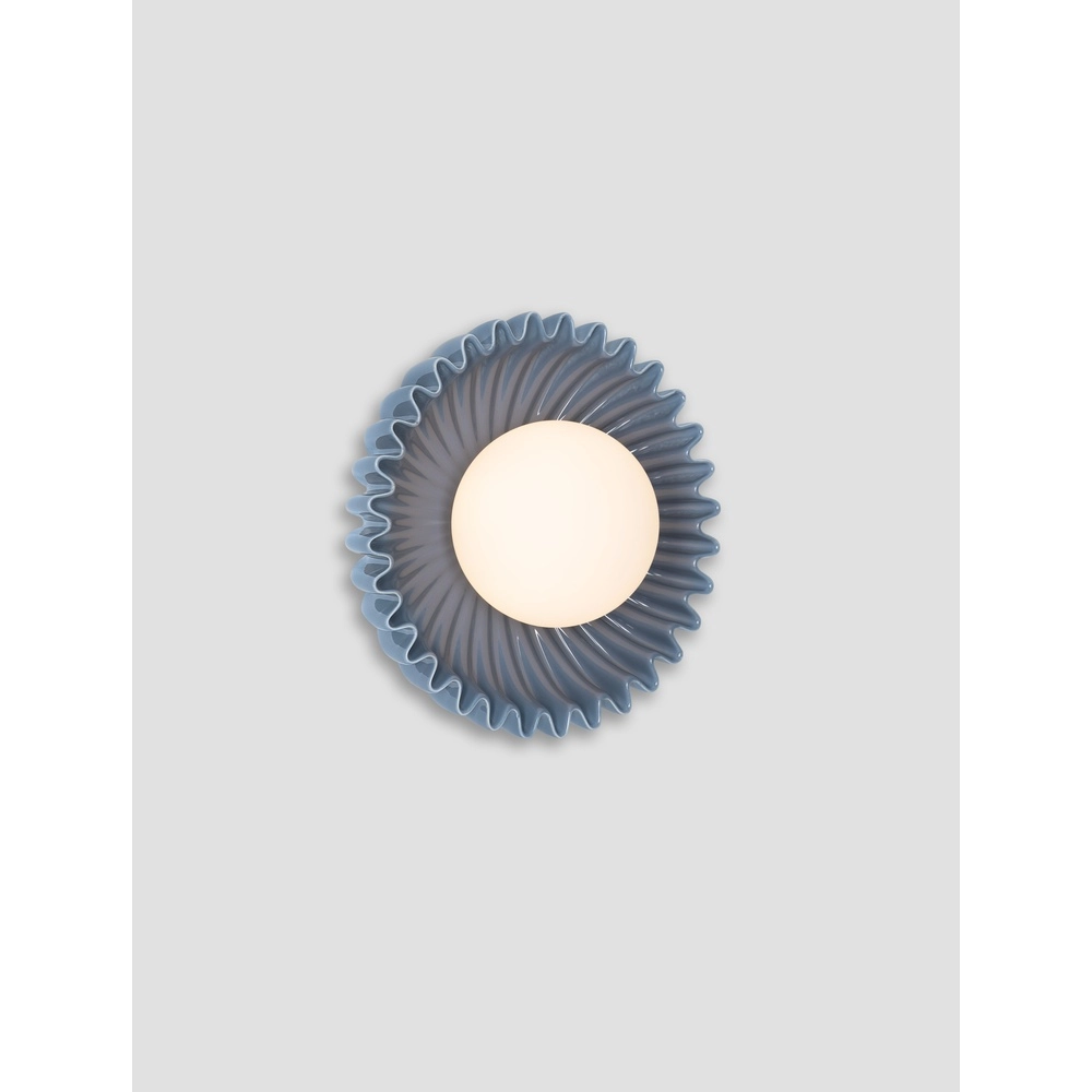 Wandlamp Petel blauw met wit glas Lyora 5212017483966