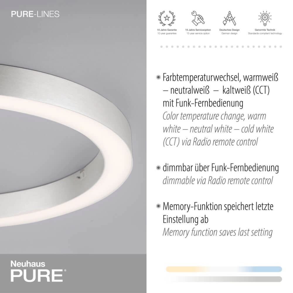 Ronde vloerlamp Pure Lines Round Ø 50cm aluminium Paul Neuhaus 4012248375860