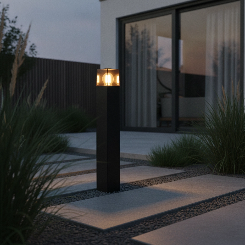 Moderne tuinlamp Denver zwart met smoke glas 60cm