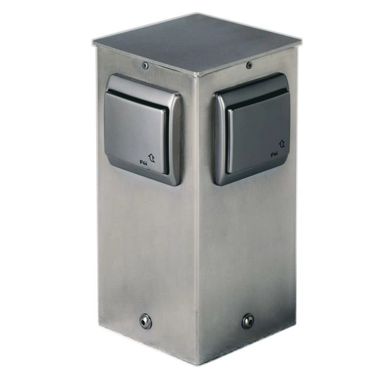 Staande buitenstopcontact Plugpole 4-voudig 25cm RVS