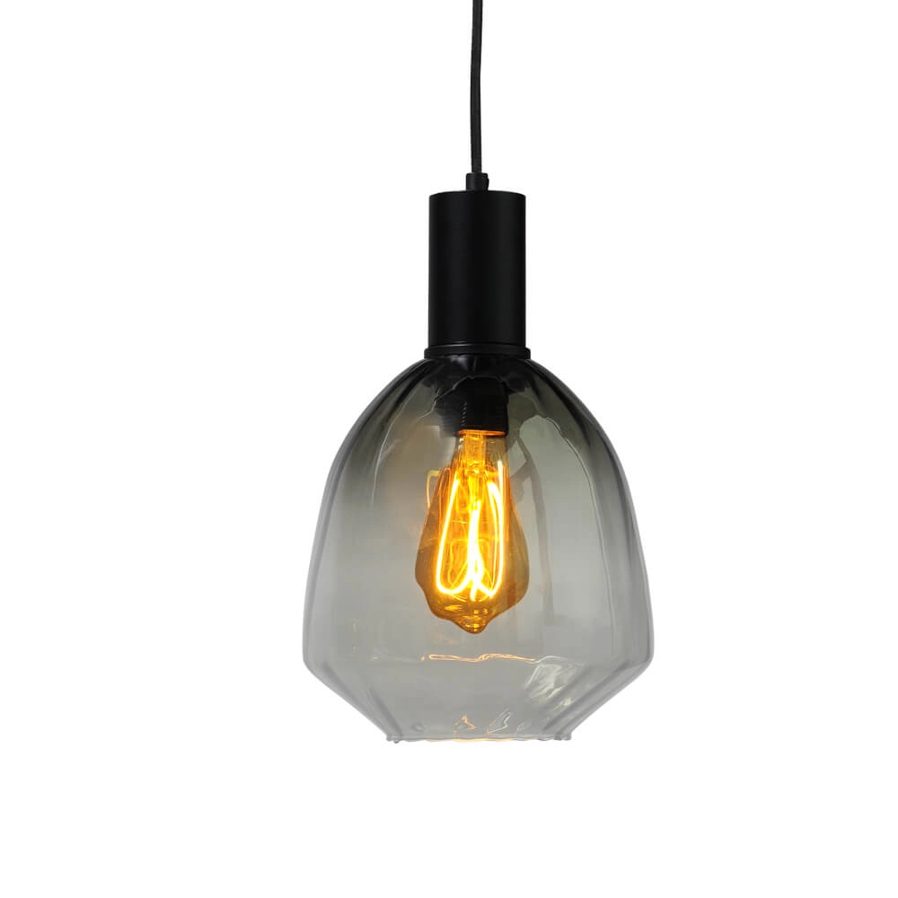 3-lichts hanglamp - zwart - Porto met verschillende glazen Masterlight 8718121270074
