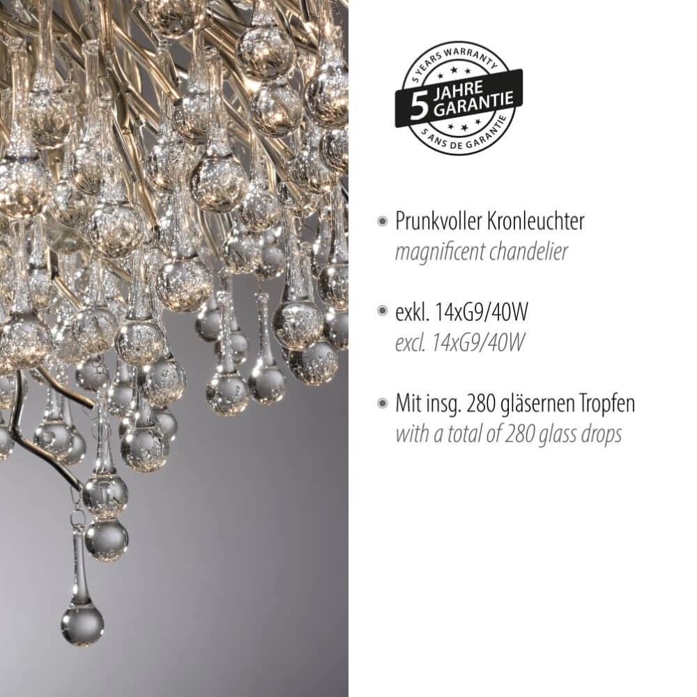 Kroonluchter Icicle metaal 100cm Paul Neuhaus 4012248352113