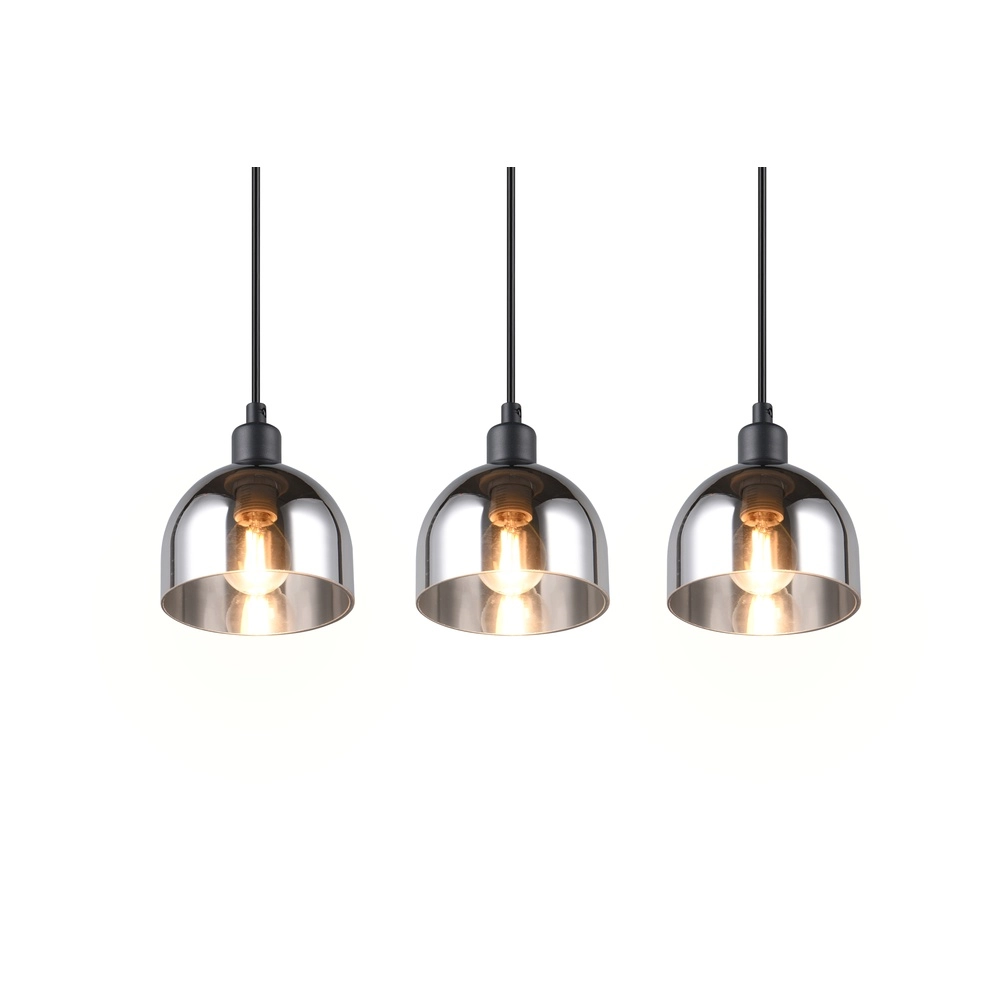 Zwarte hanglamp Molly 3-lichts wit glas Trio 4017807618082