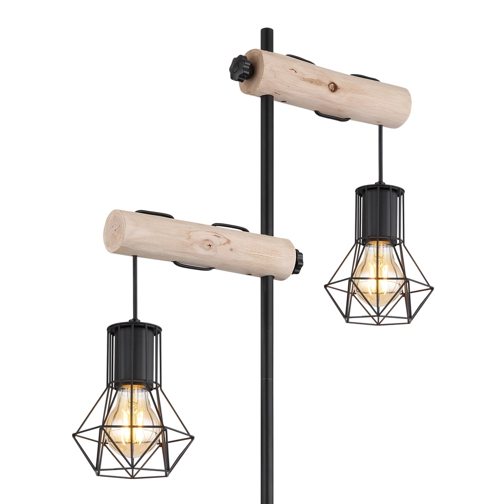Vloerlamp Priska zwart met hout Globo 9007371443840