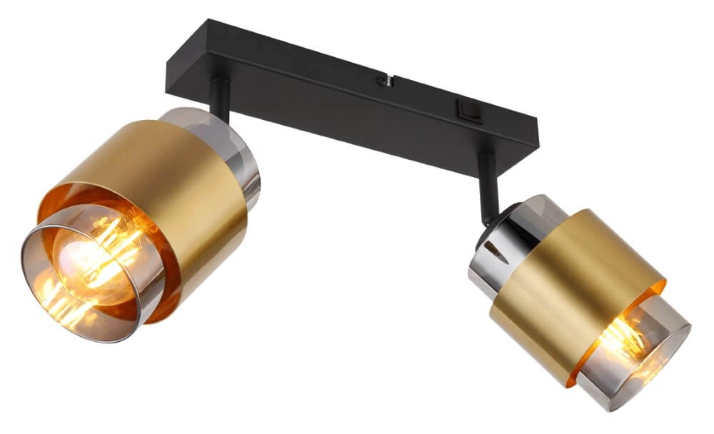 Plafondlamp Milley zwart met goud 2-lichts