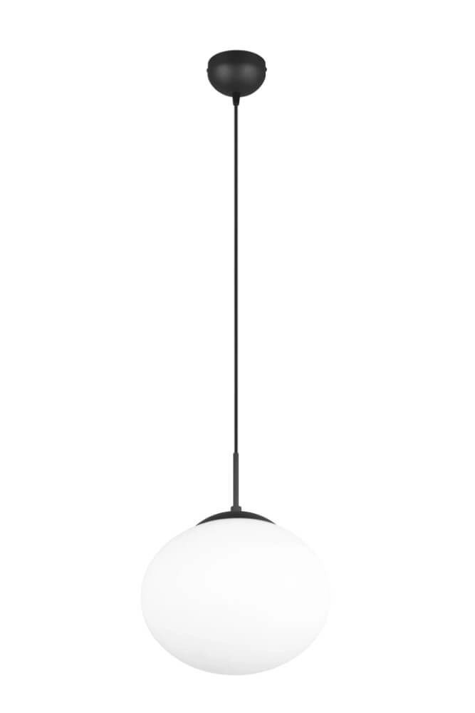 Ovale hanglamp Fomento Ø 30cm - zwart met wit glas Trio 4017807616200