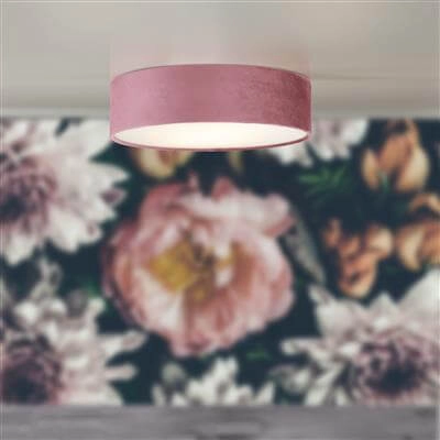 Plafondlamp Drum Pleat 50cm velvet roze Searchlight 5053423187259