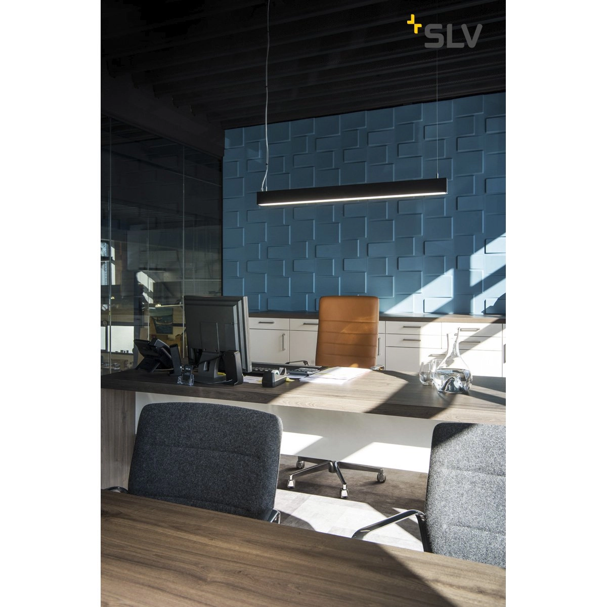 Kantoor hanglamp Glenos 4000K 100cm zwart SLV 4024163196970