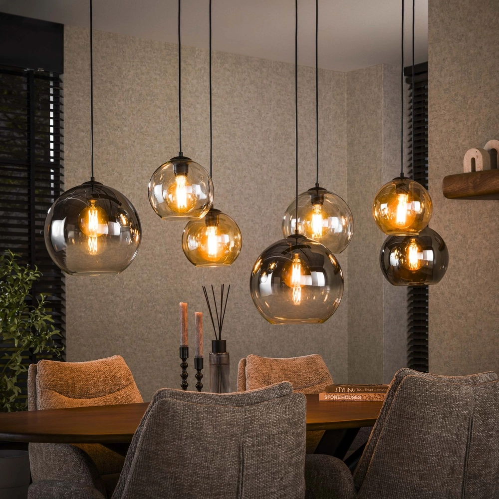 Hanglamp met 7 glazen kappen Multi