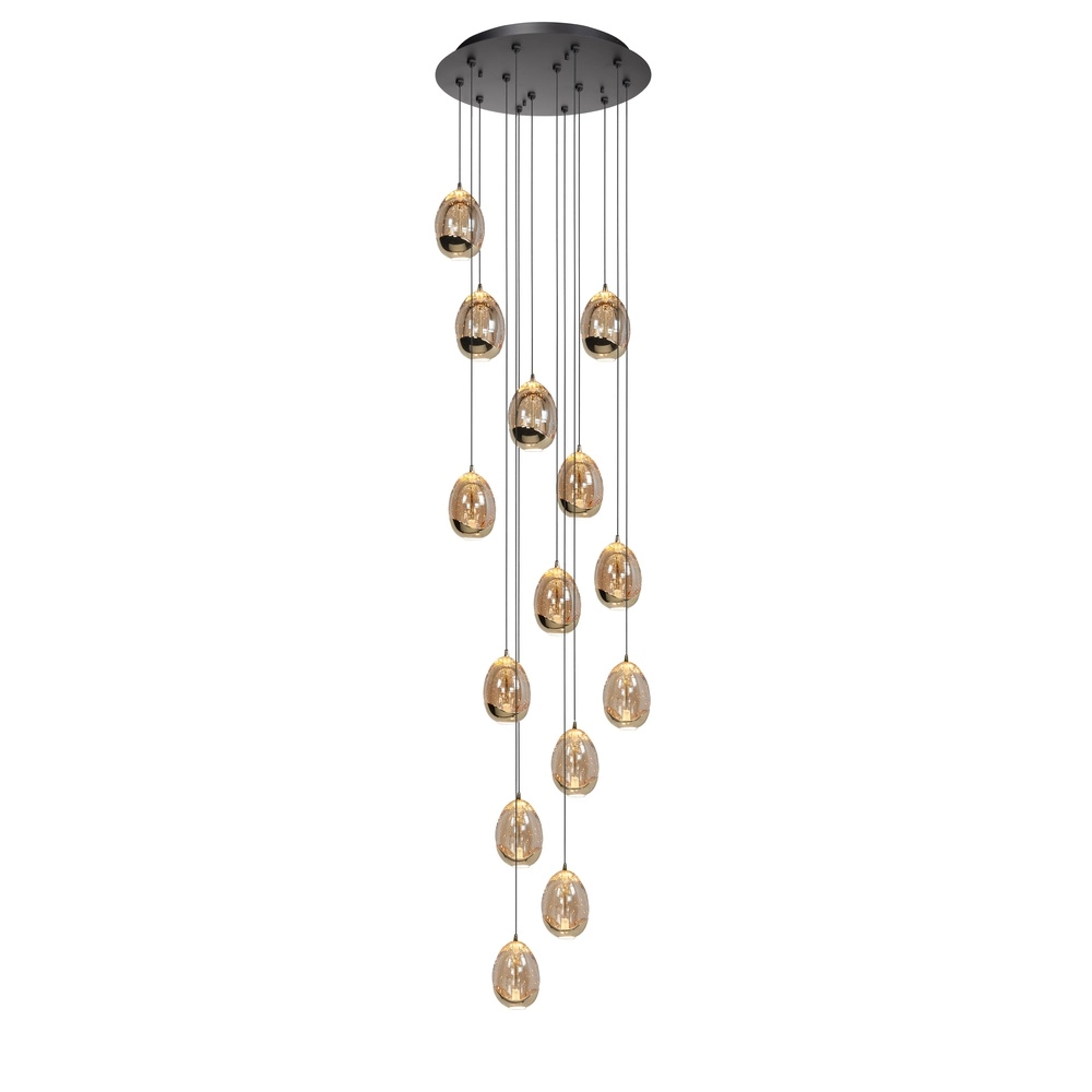 Hanglamp Golden Egg zwart 14-lichts