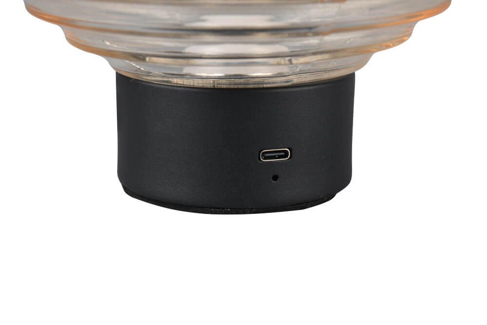 Oplaadbare tafellamp zwart Earl amber glas Trio 4017807601923