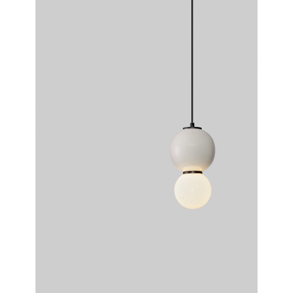 Hanglamp Noesis Ø 15cm licht grijs met wit Lyora 5212017483690
