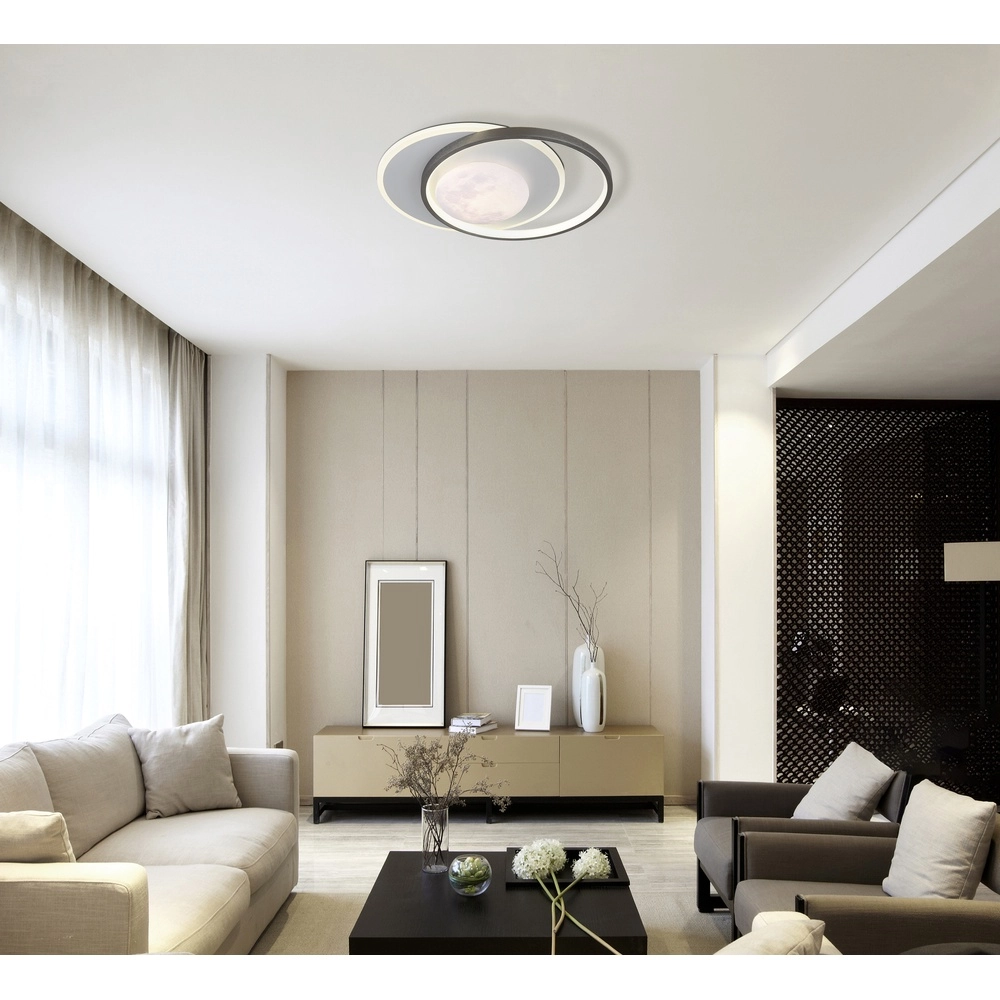 Design plafondlamp Moon zwart met wit Globo 9007371575749