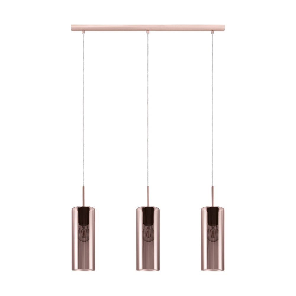Eetkamer hanglamp Selvino 3-lichts met koperkleurig glas Eetkamer hanglamp Selvino 3-lichts met koperkleurig glas