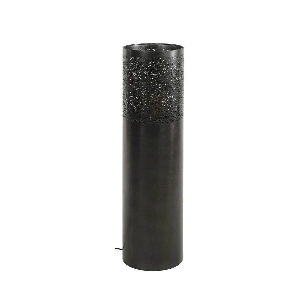 Oosterse vloerlamp Cylinder 90cm - zwart nikkel Lyora 8716803511293
