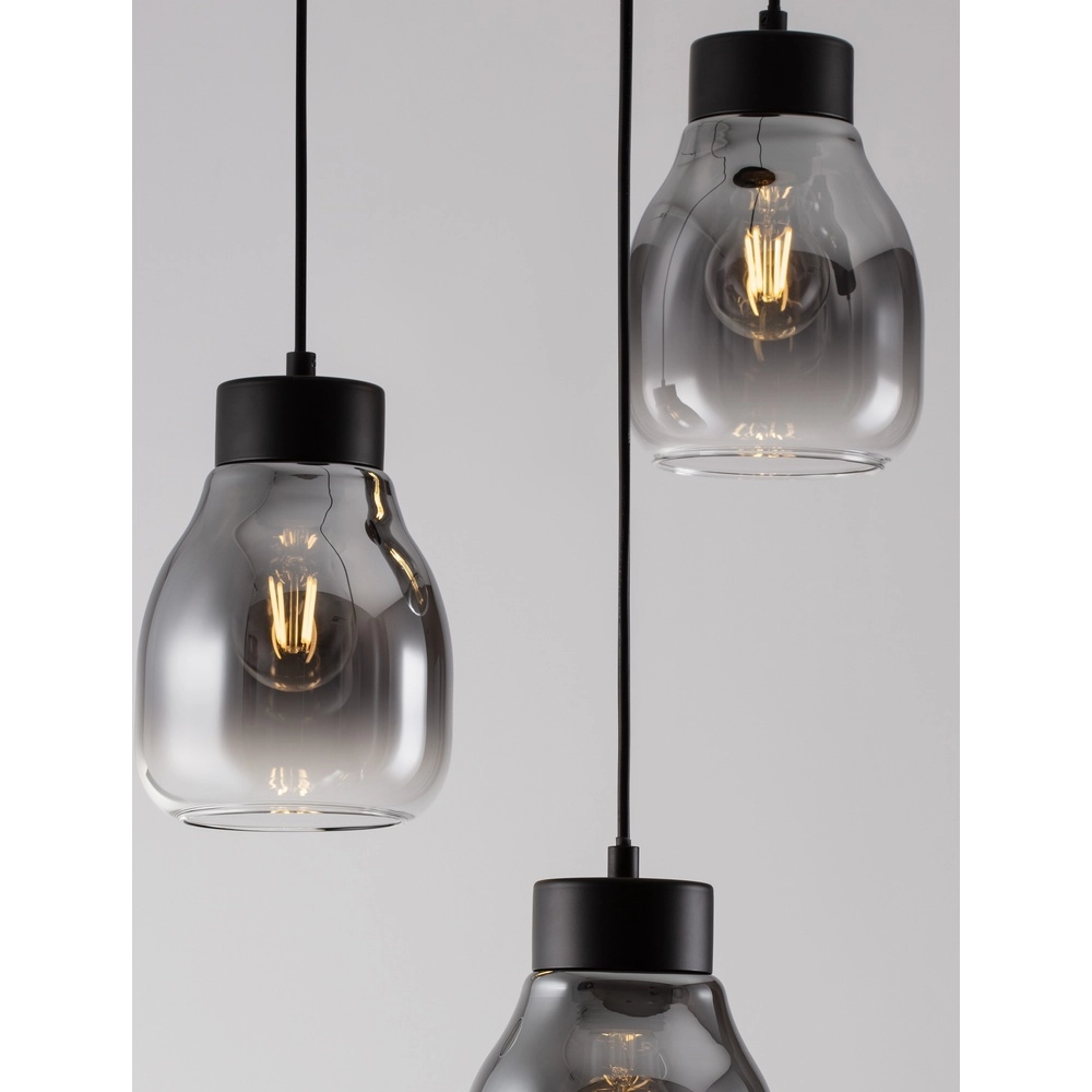Hanglamp Blacu 3-lichts zwart rond Lyora 5212017447487