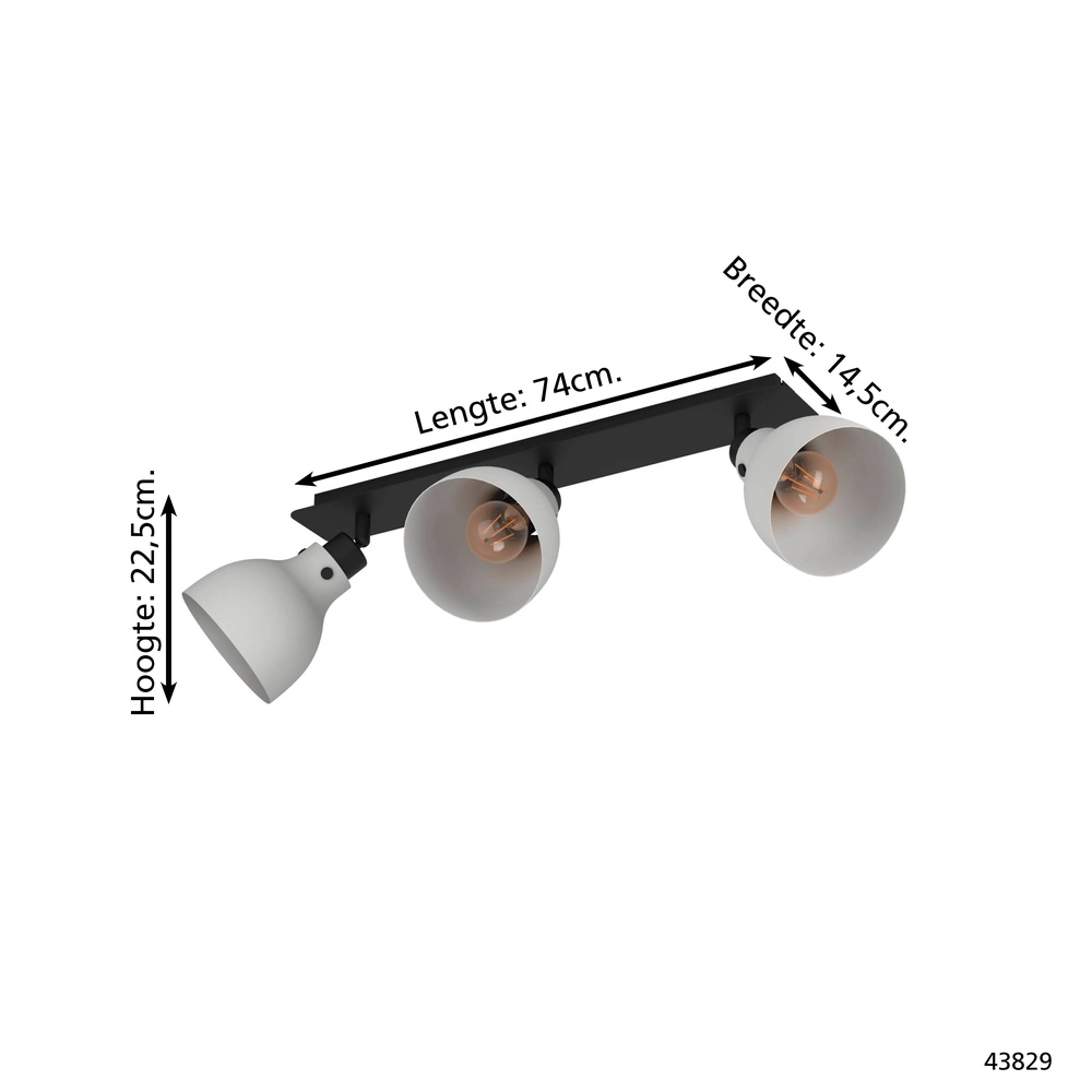 Grijze plafondlamp Matlock 3x E27 - design Eglo 9002759438296
