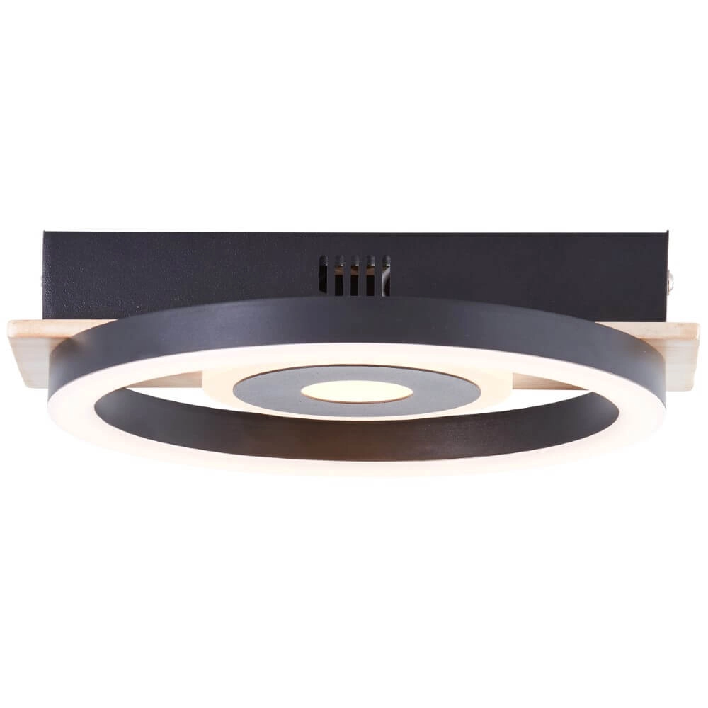 Plafondlamp Maureen Ø 20cm zwart met hout Brilliant 4004353420054