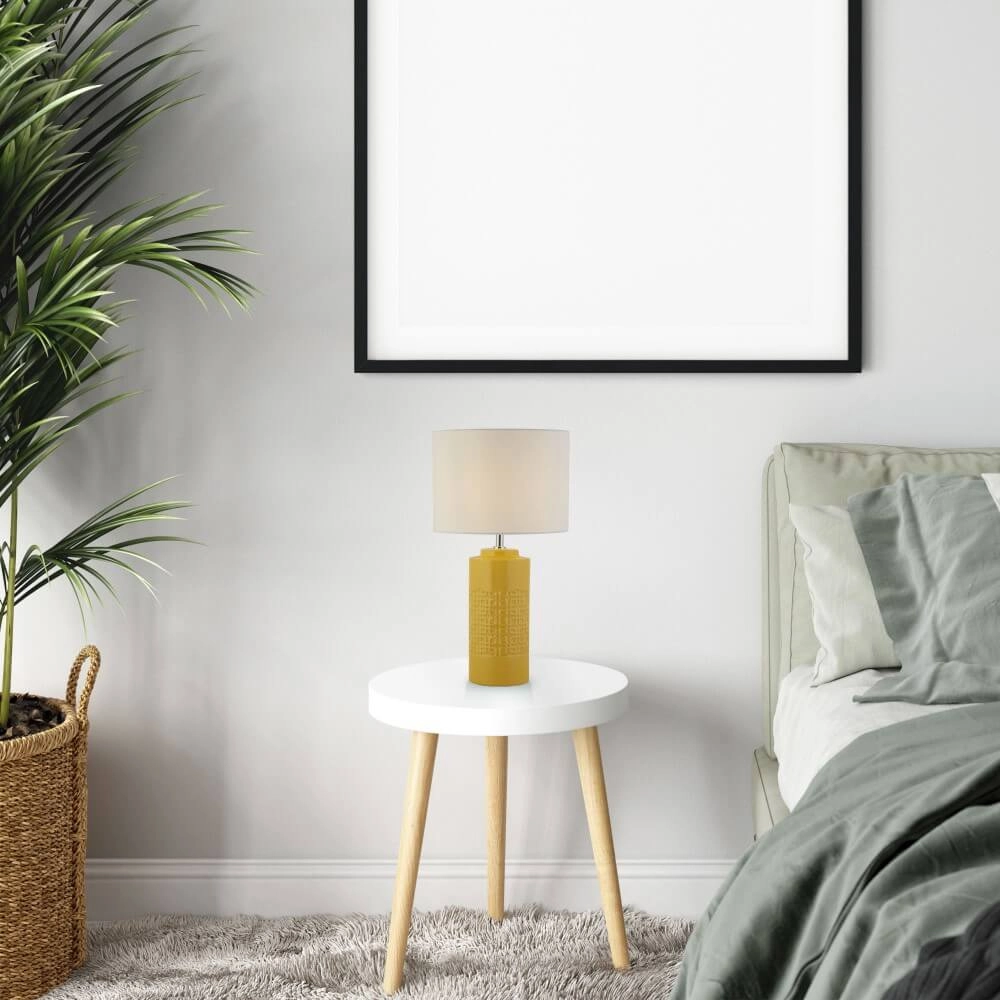 Schemerlamp Tablu okergeel met witte kap Searchlight 5053423248615