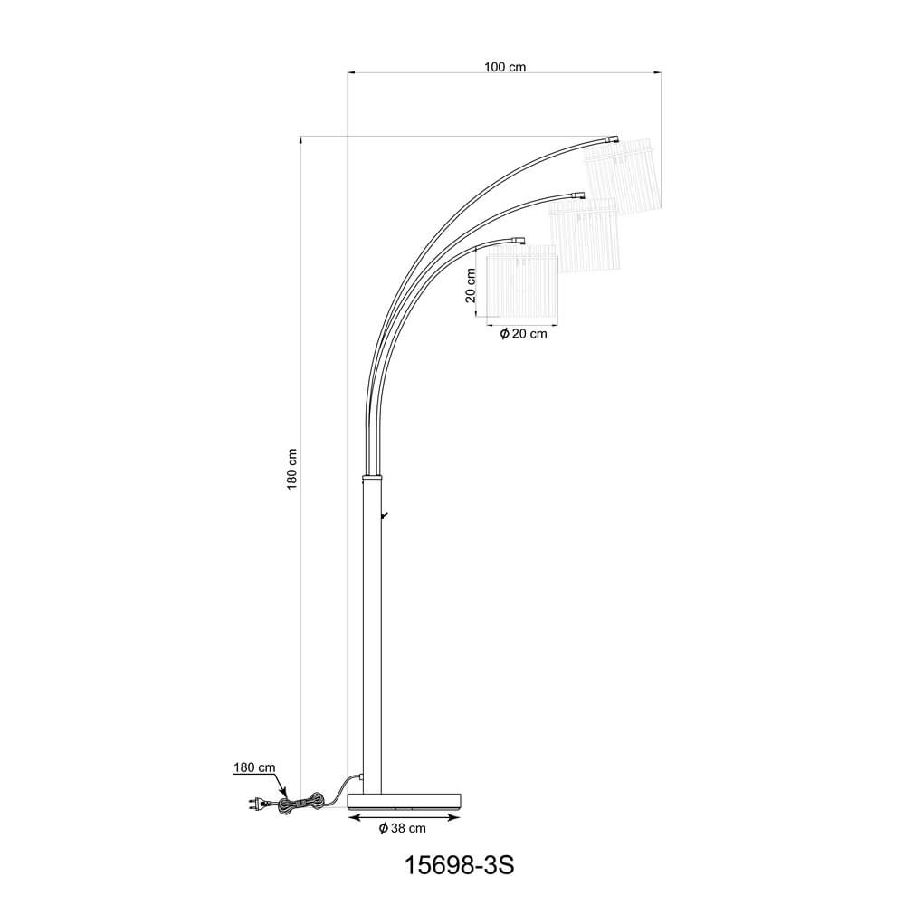Zwarte vloerlamp Gorley met smoke glas 3-lichts Globo 9007371478019