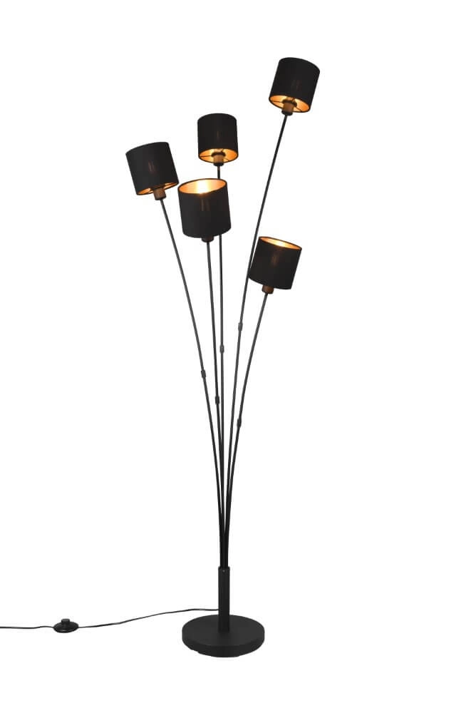 Vloerlamp Tommy 5-lichts zwart
