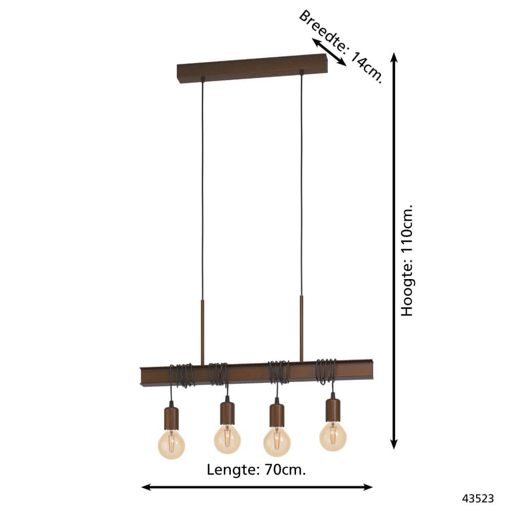 Roestbruine hanglamp Townshend 4 Eglo 9002759435233