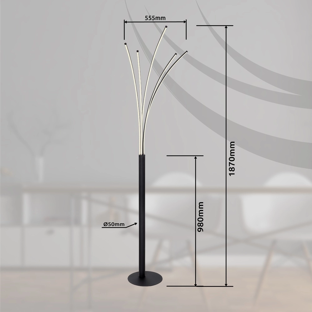 Moderne vloerlamp Bizzy zwart lichtkleur instelbaar Globo 9007371440276