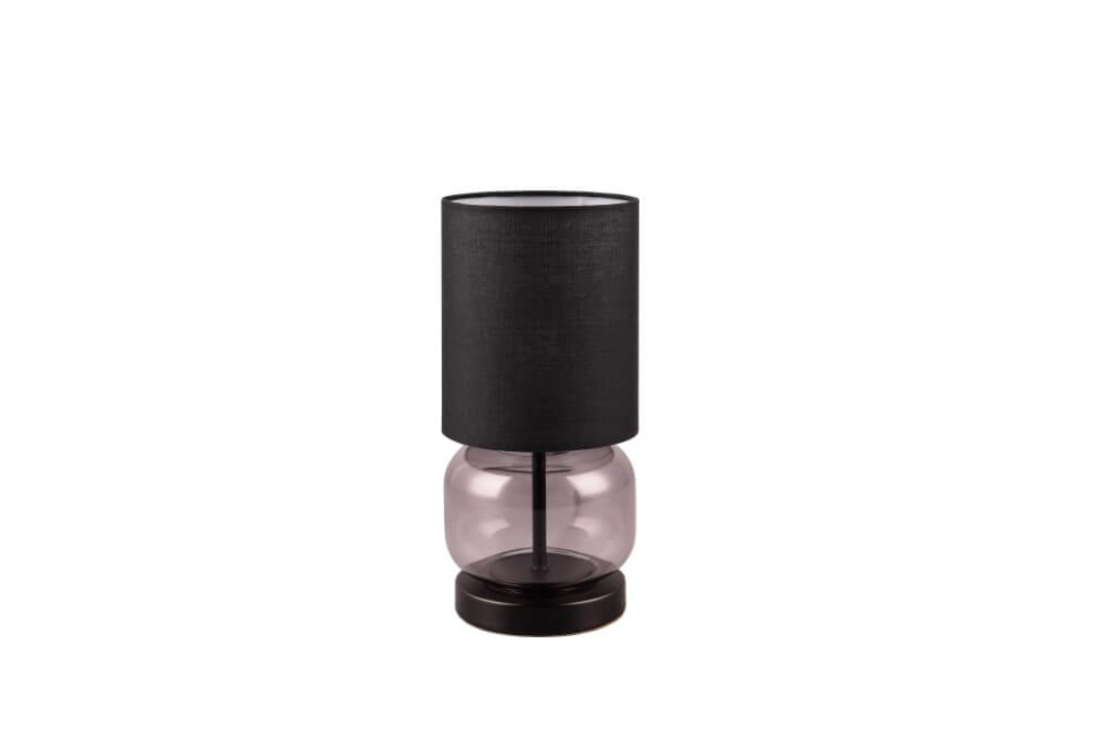 Zwarte tafellamp Elio met smoke glas Trio 4017807601039