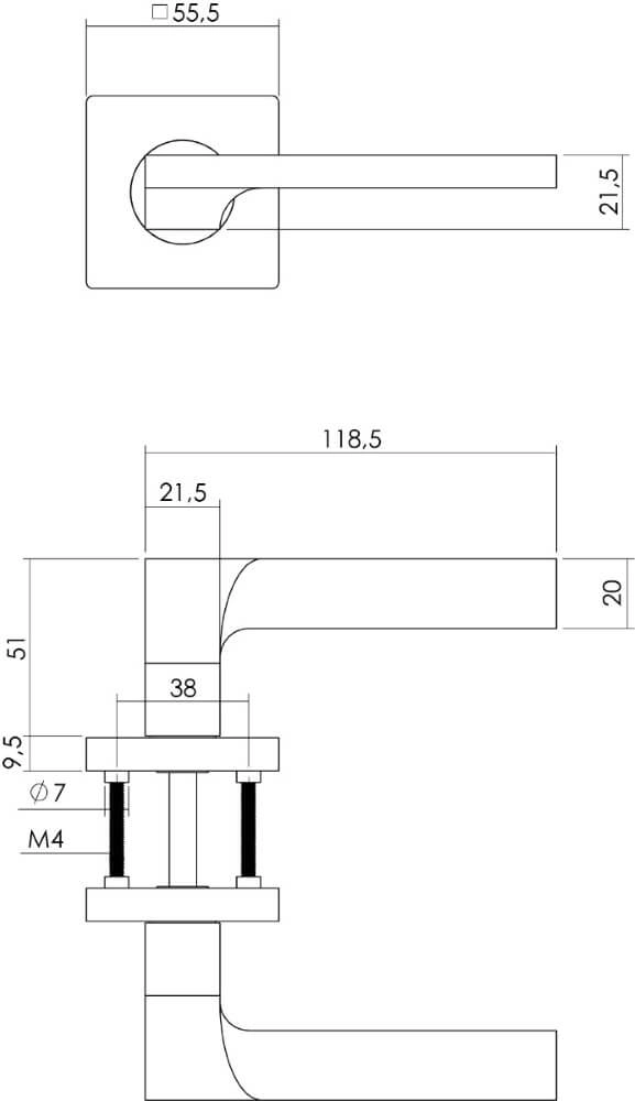 Deurklink Ben vierkant rozet nikkel mat Intersteel 8714186272671