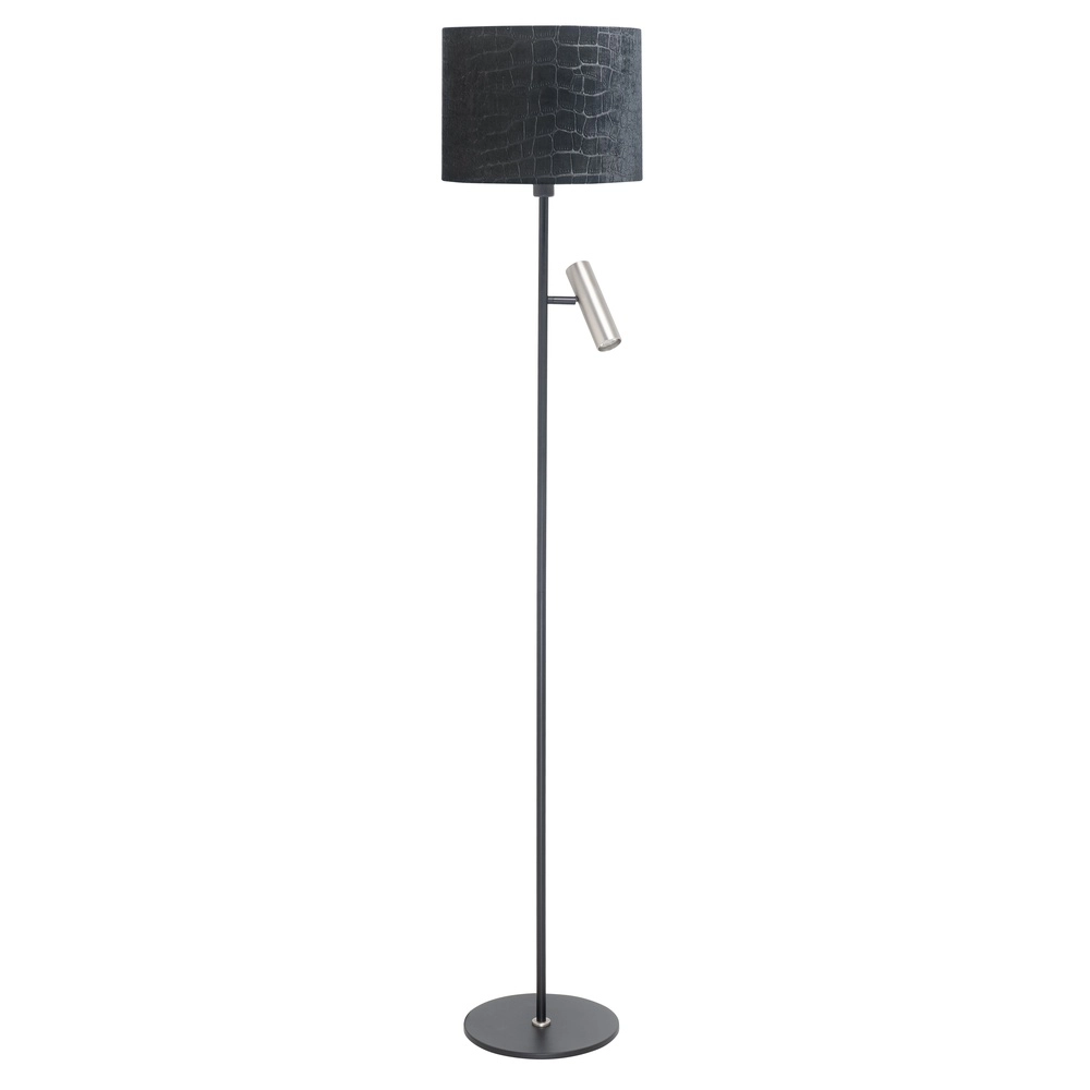 Landelijke vloerlamp Trend zwart met nikkel