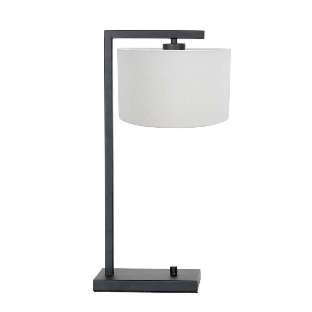 Strakke tafellampj Stanger zwart met off white Strakke tafellampj Stanger zwart met off white