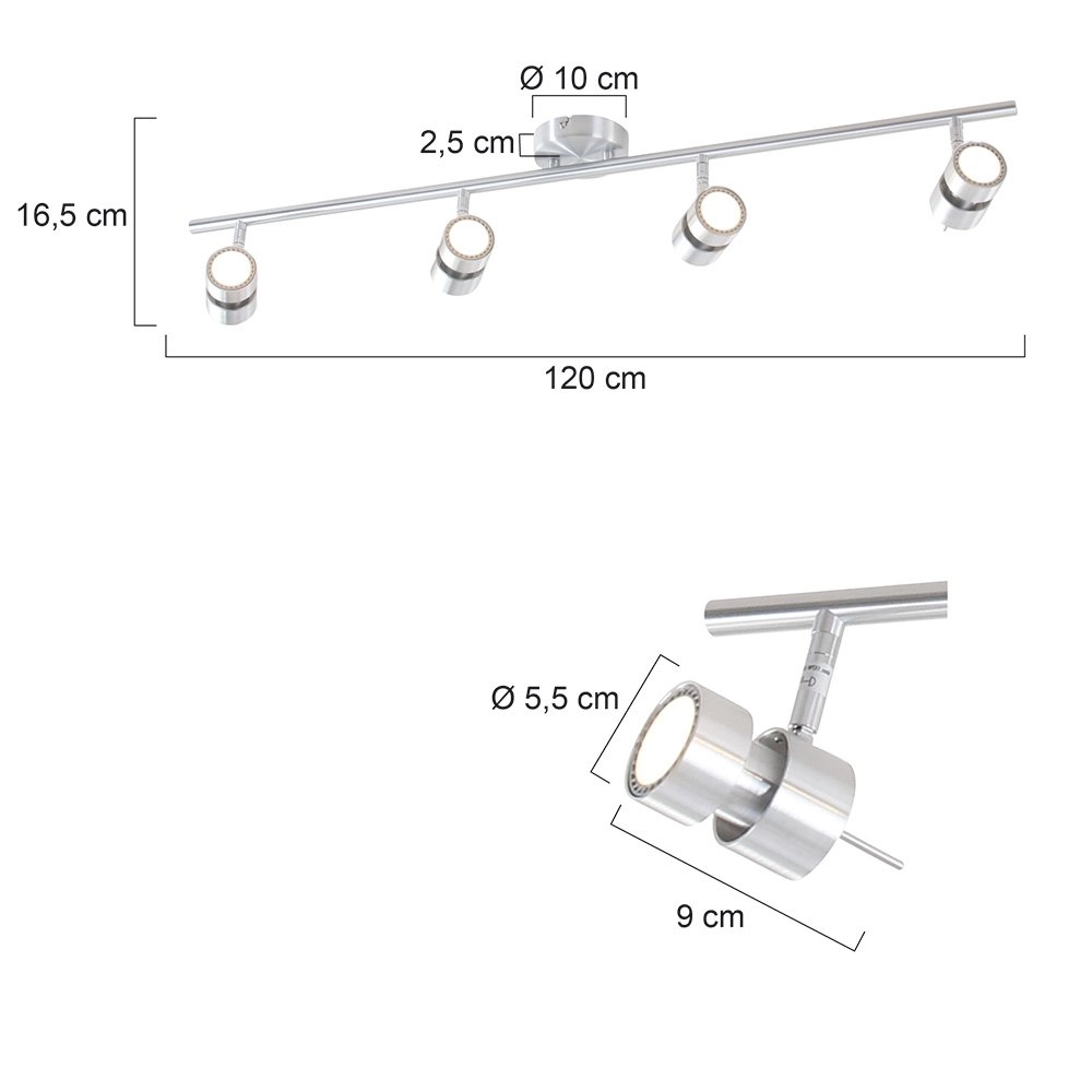 Plafondspot Natasja Led 4-lichts grijs Steinhauer 8712746112016