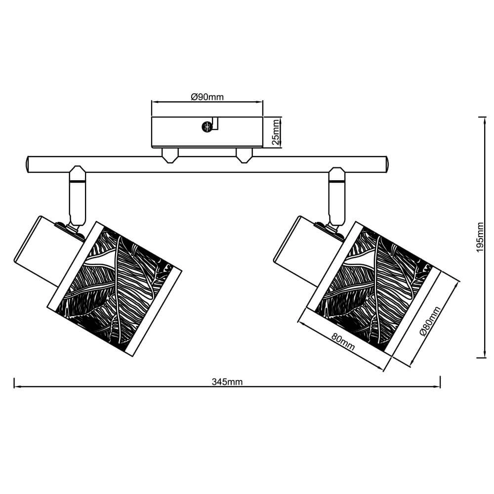 Zwarte plafondlamp Bano 2-lichts Brilliant 4004353413476