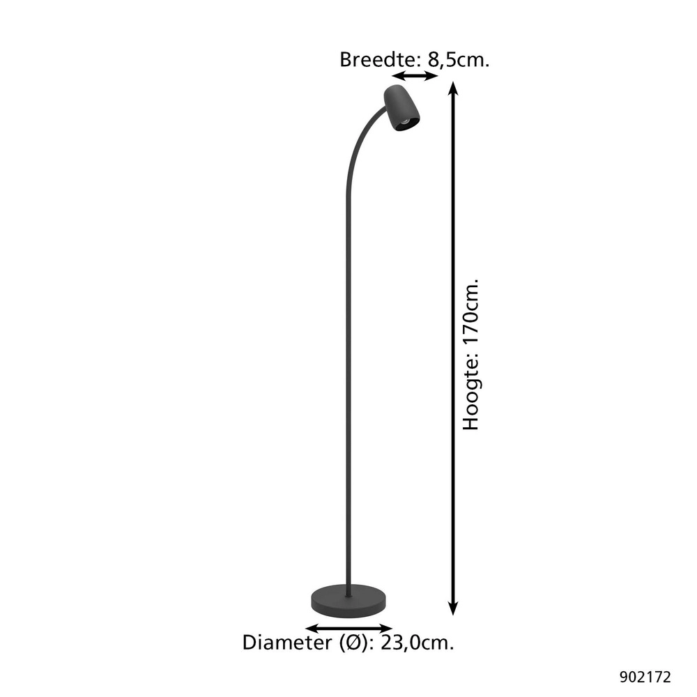 Vloerlamp Carlo zwart Eglo 9008606360819