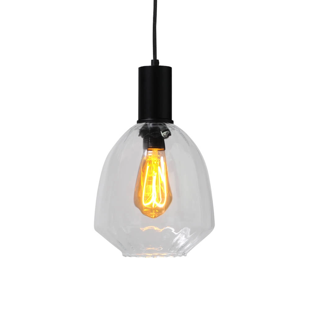 3-lichts hanglamp - zwart - Porto met Nicolette glazen Masterlight 8718121270098