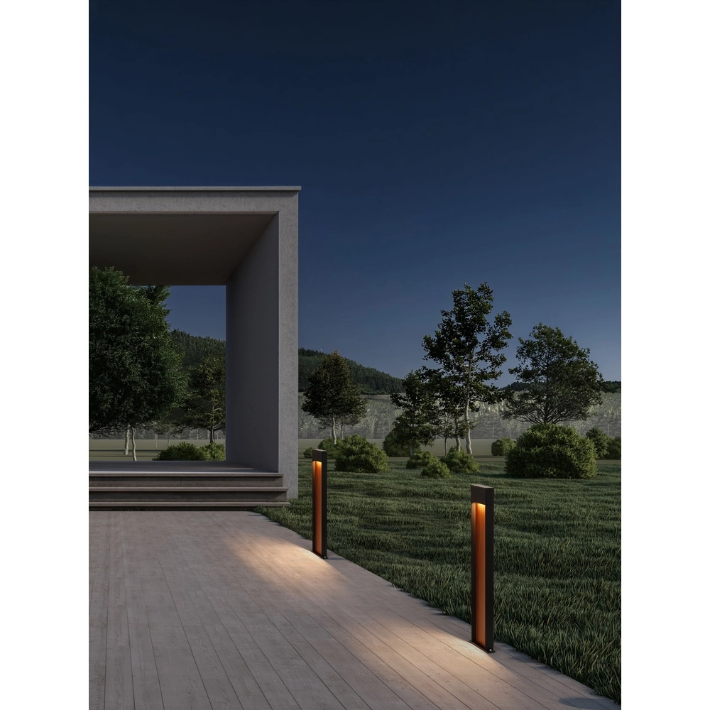 Design tuinlamp Noray zwart met hout 78cm - 2700K Lyora 5212063504332