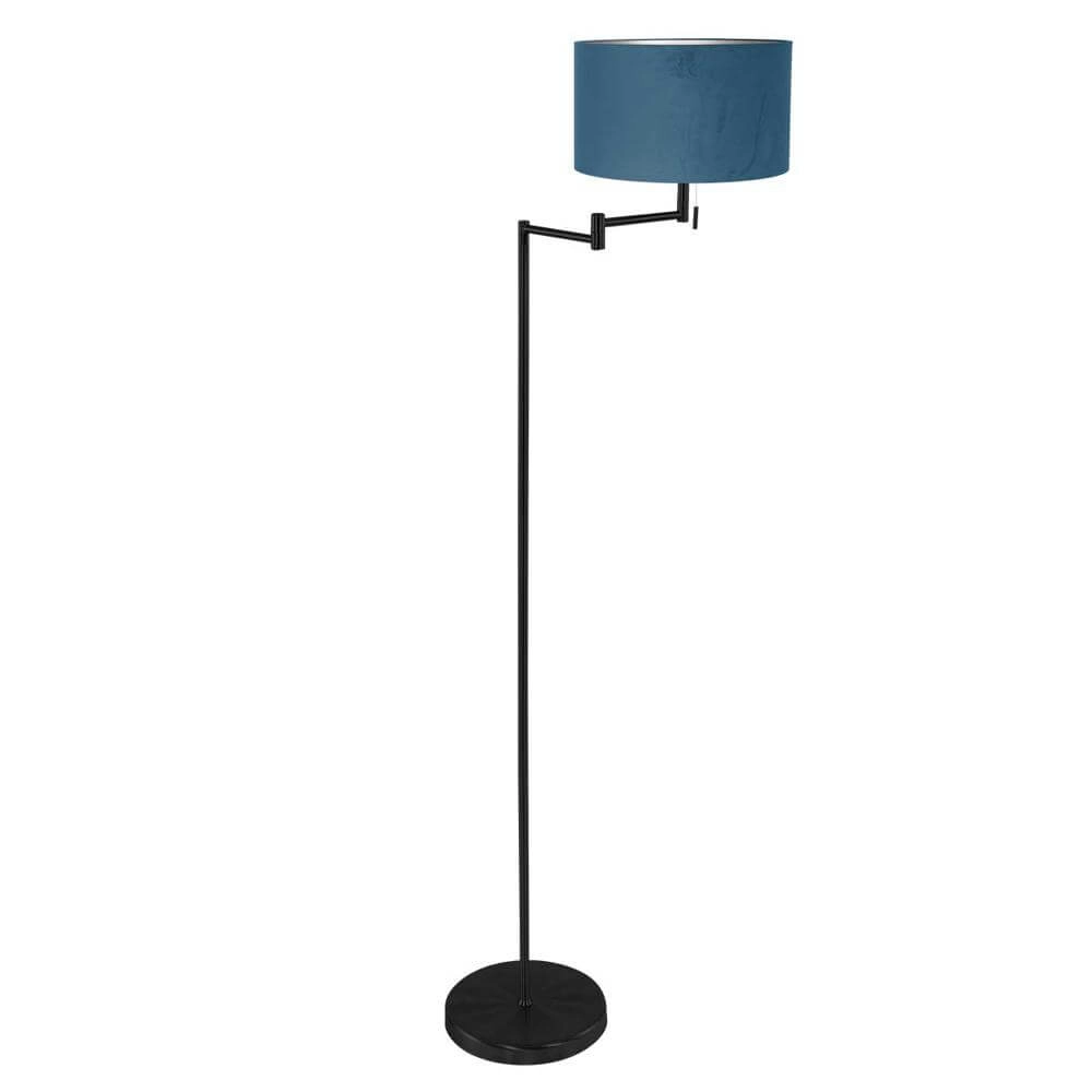 Vloerlamp Bella zwart met blauwe kap
