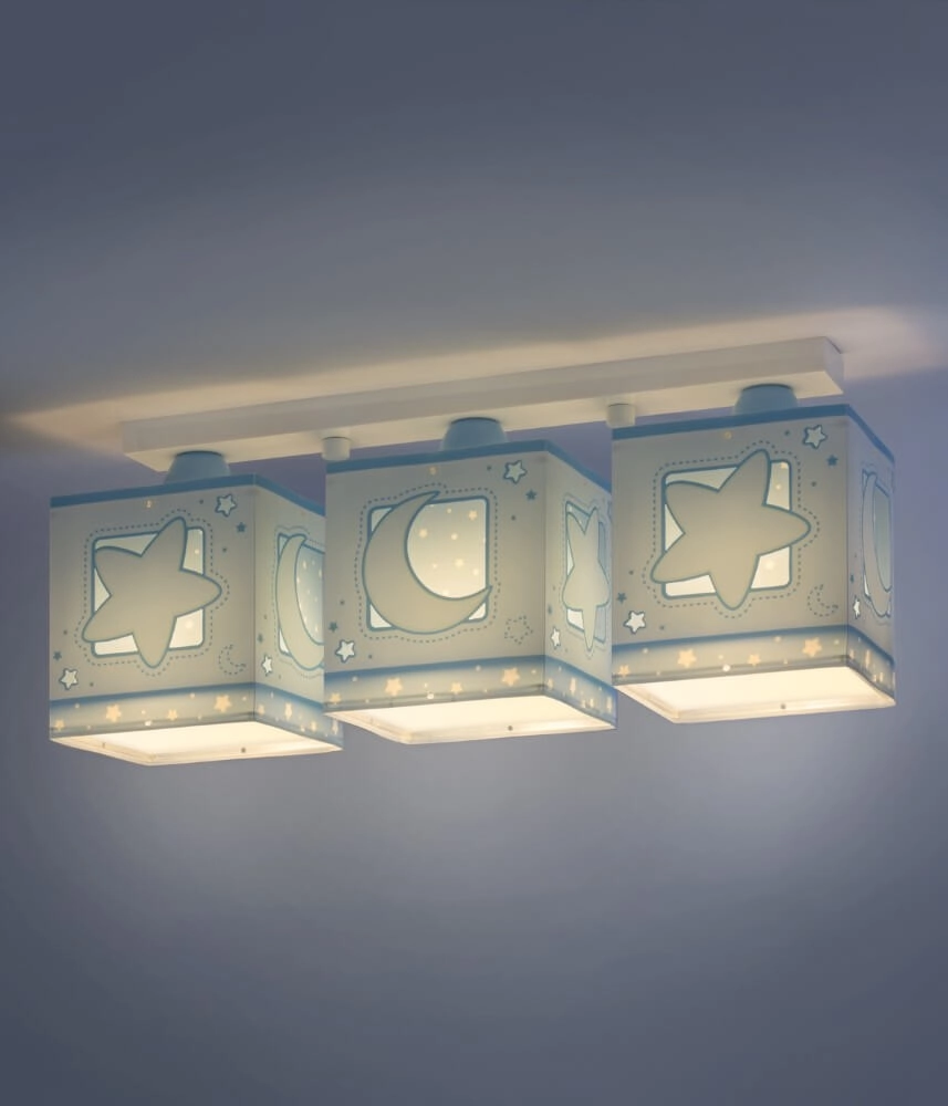 Kinderkamer plafondlamp Moonlight 3-lichts soft blauw Dalber 8420406000701