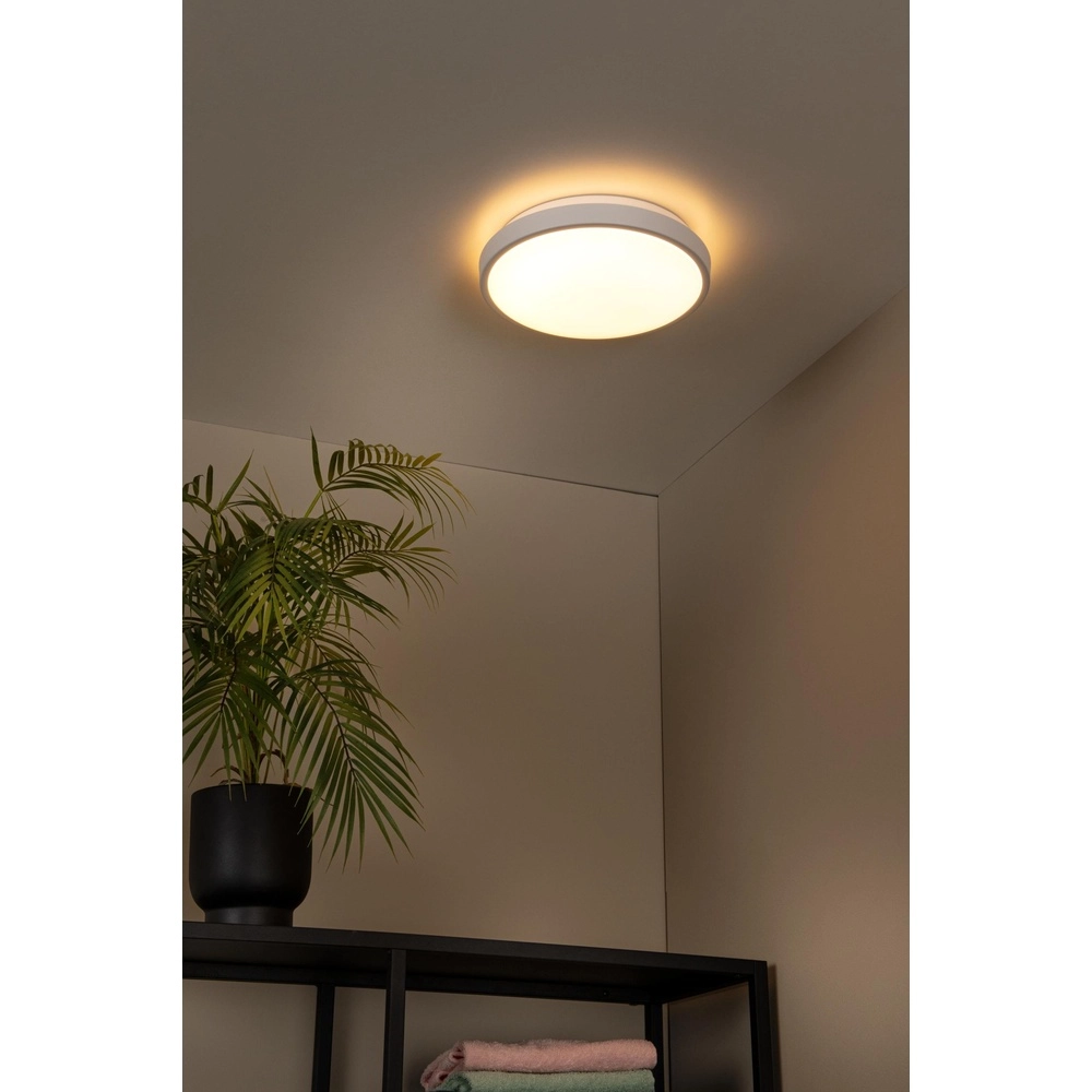 Witte plafonniere Dasher Ø 29,3cm IP44 voor badkamer Lucide 5411212792082