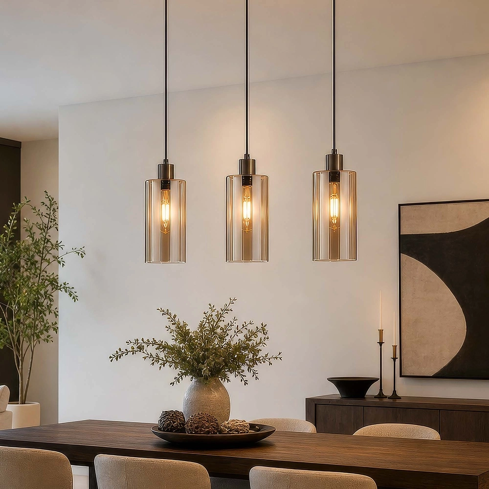 Design hanglamp Kent 3-lichts brons recht Searchlight 5,05342E+12