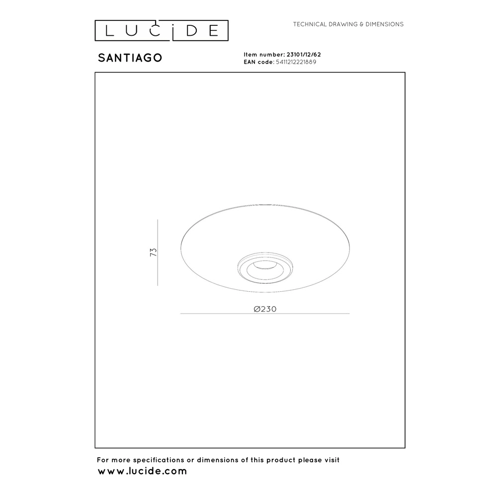 Led plafondlamp Santiago Ø 23cm - champagne met amber glas Premium by Lucide 5411212221889