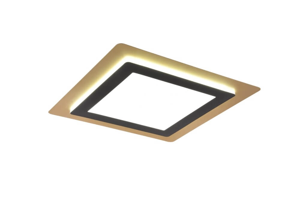 Vierkante design plafondlamp Morgan zwart met goud Trio 4017807574401