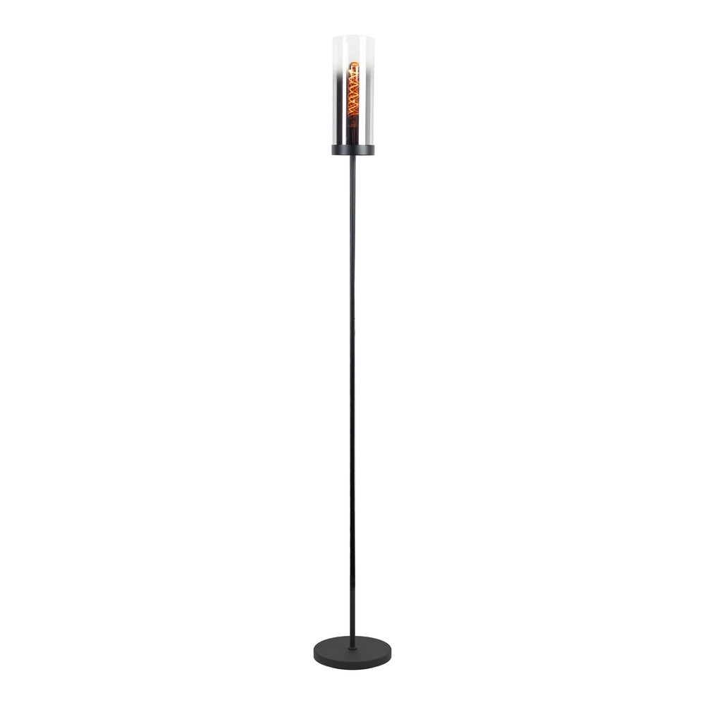 Zwarte vloerlamp Toothill met smoke glas