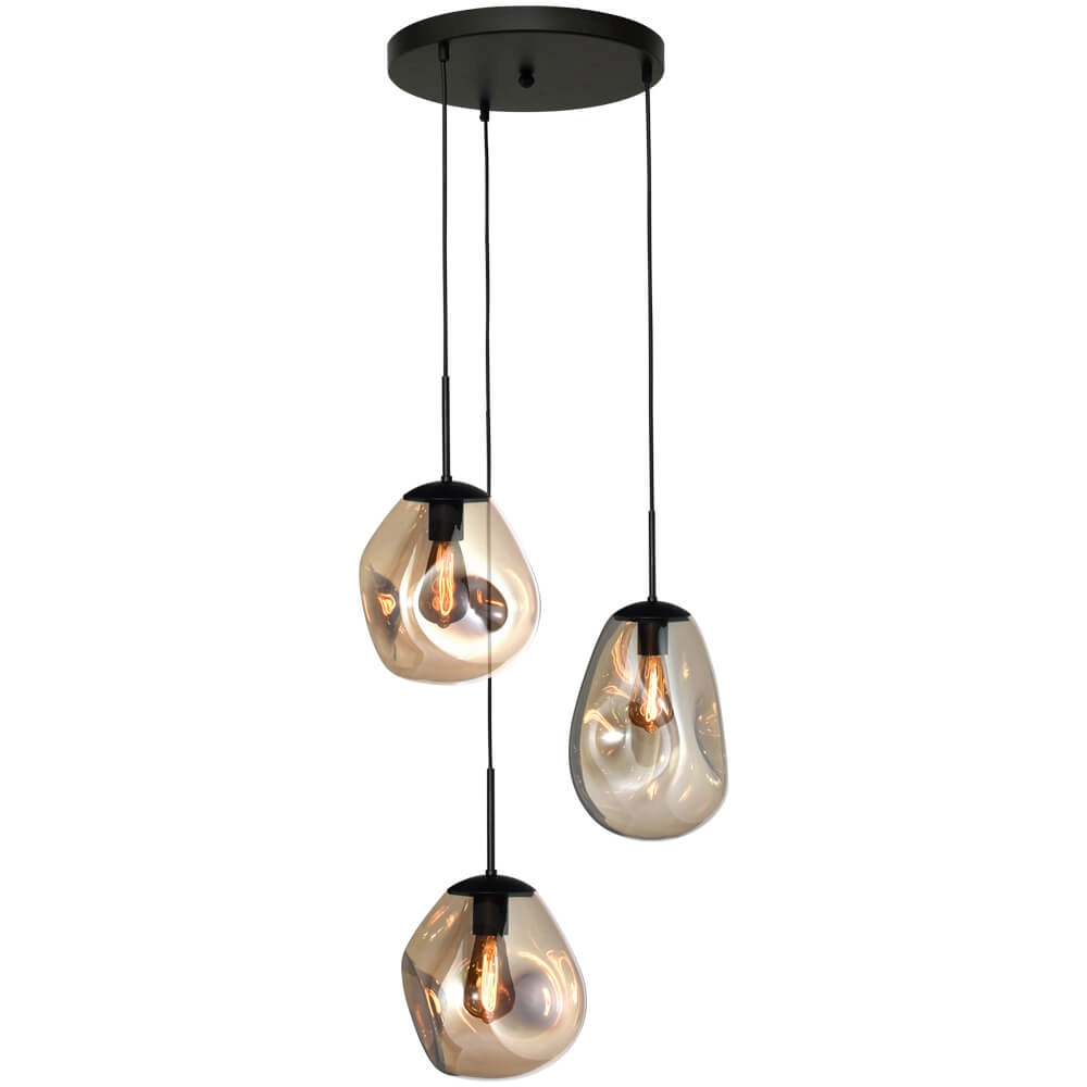Pendel hanglamp Lava 3x goud glas Pendel hanglamp Lava 3x goud glas