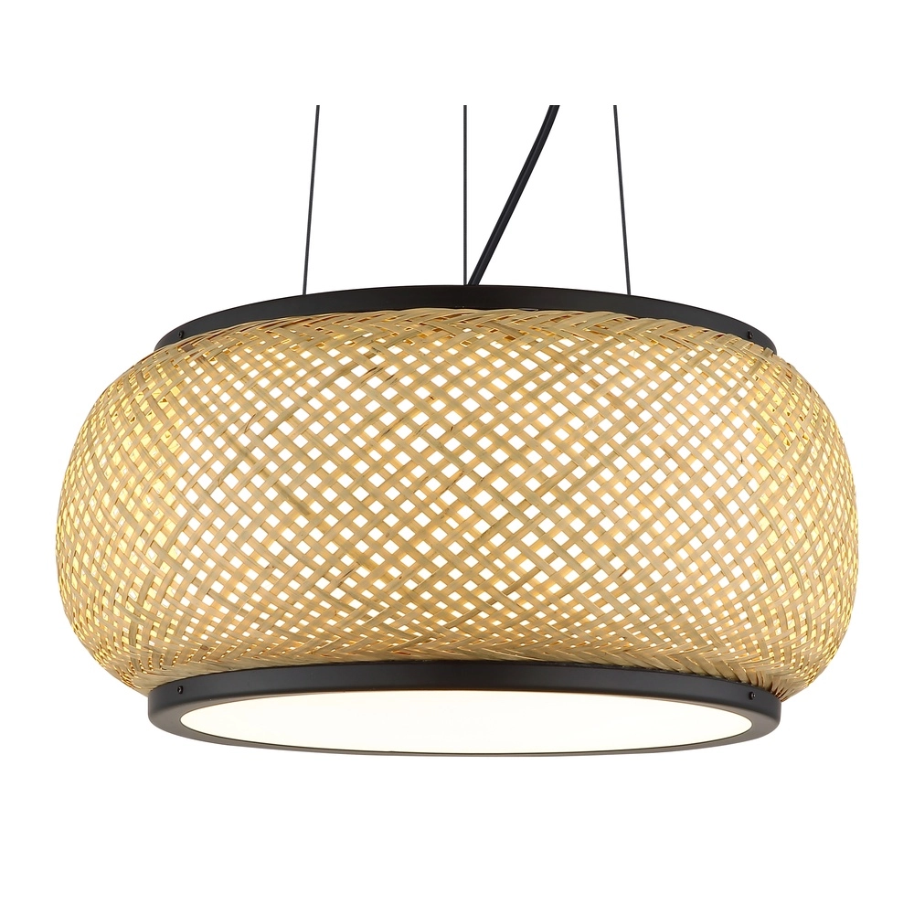 Hanglamp Bambora zwart met bamboe Globo 9007371578795