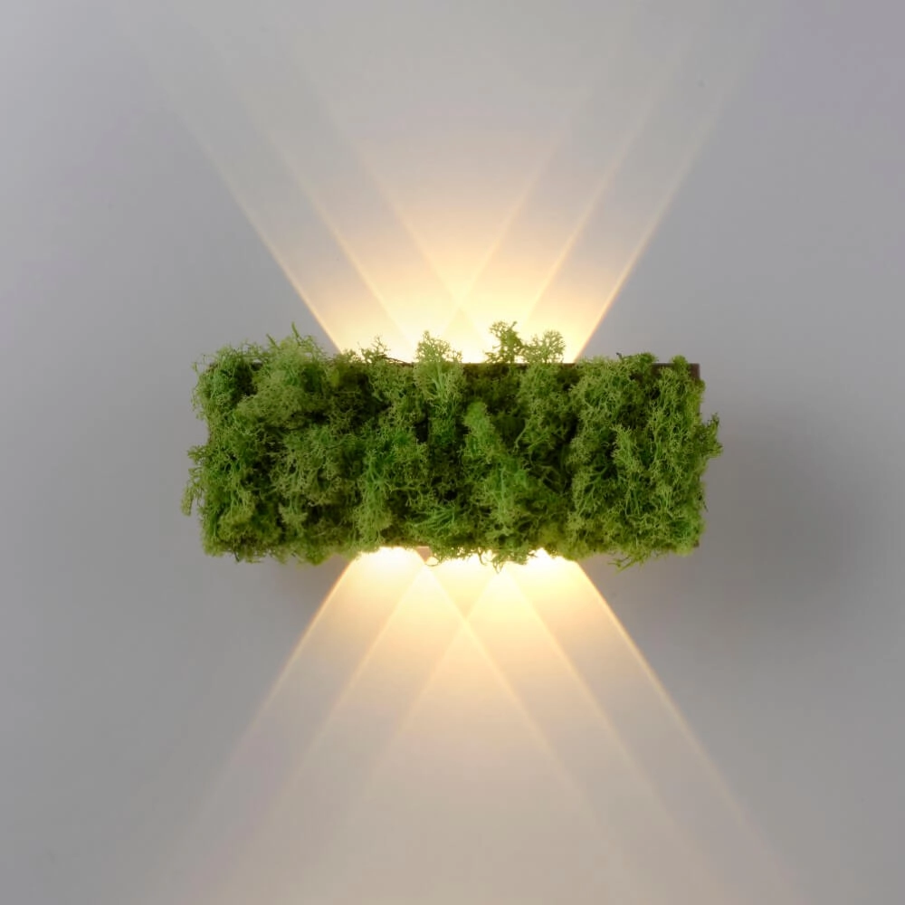Rechthoekige plafondlamp Green Carlo met mos Just Light 4043689994853