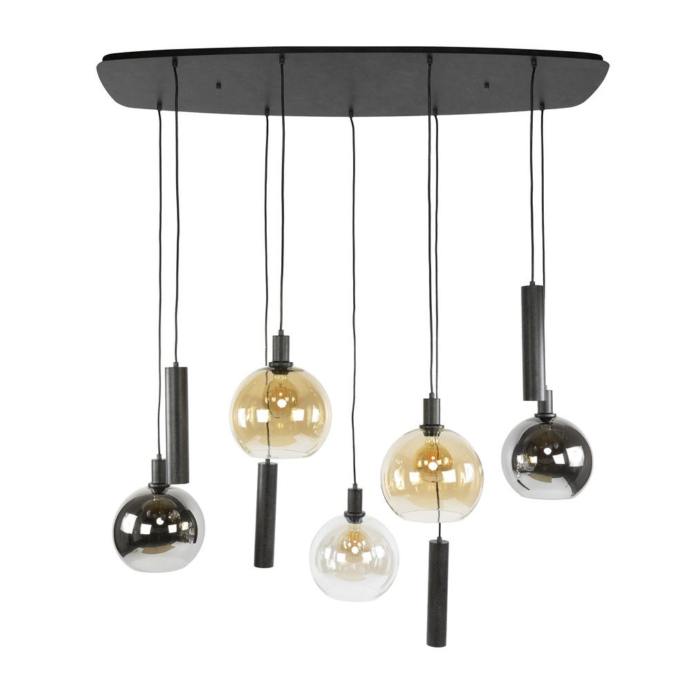 Hanglamp eettafel Sfera met gekleurde glazen bollen en pendels Lyora 8716803512405
