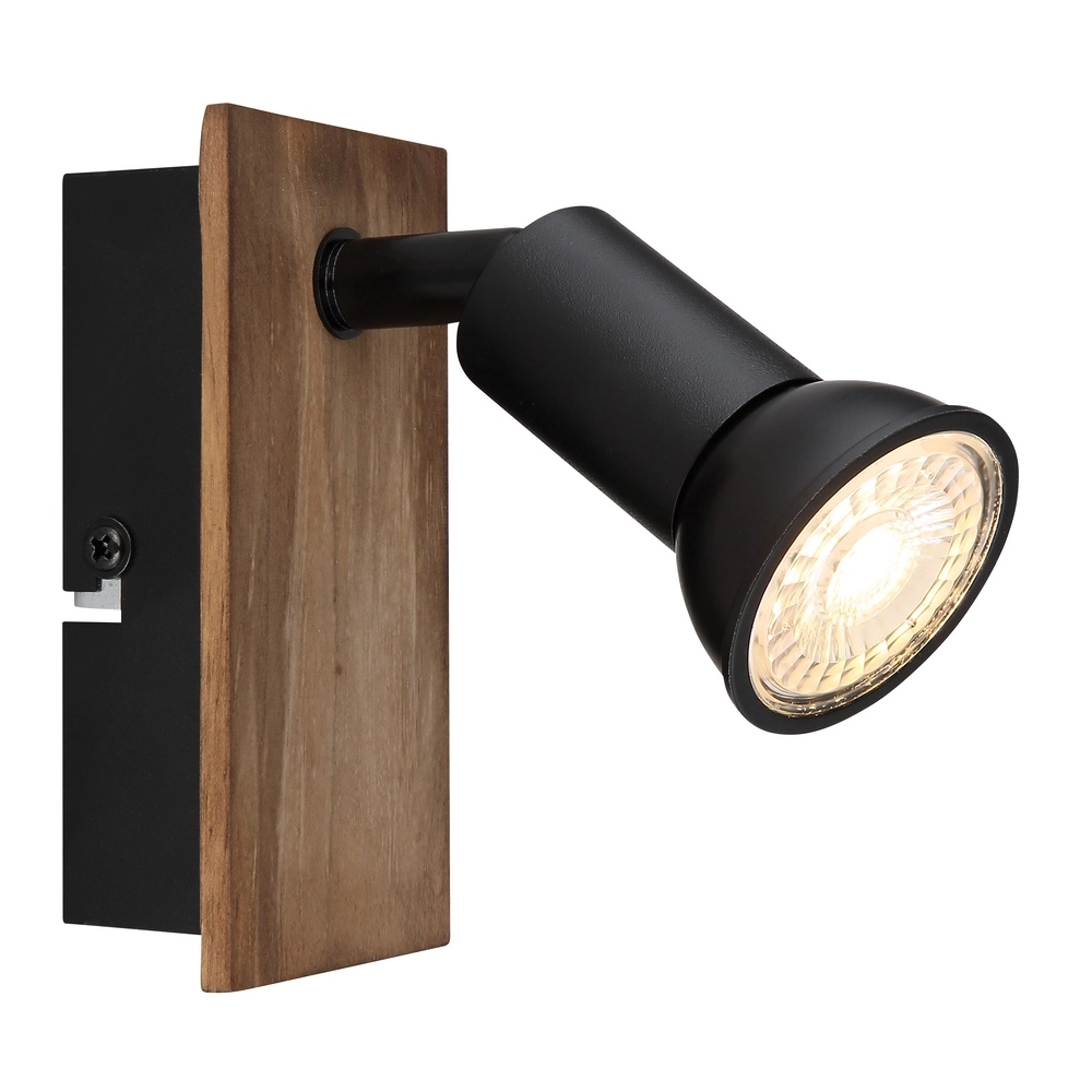 Opbouwspot Drew zwart met hout